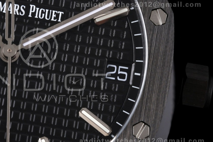 Royal Oak 41mm 15500 Black Ceramic ZF Black Dial on Black Ceramic Bracelet SA4302 Super Clone (Free Sprung)