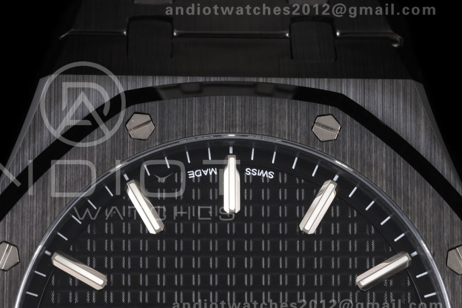 Royal Oak 41mm 15500 Black Ceramic ZF Black Dial on Black Ceramic Bracelet SA4302 Super Clone (Free Sprung)