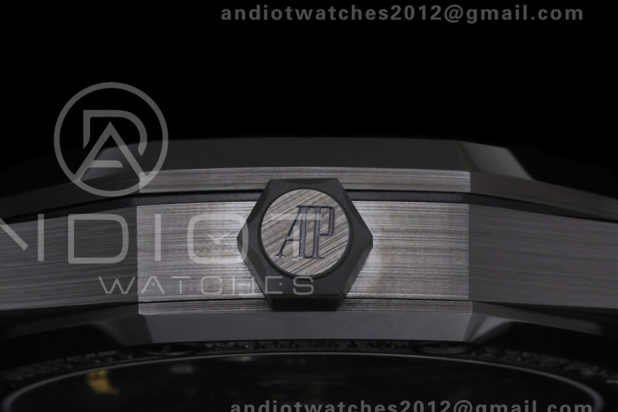 Royal Oak 41mm 15500 Black Ceramic ZF Black Dial on Black Ceramic Bracelet SA4302 Super Clone (Free Sprung)