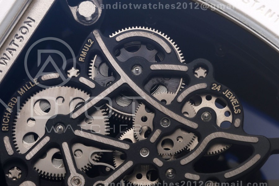 Mille Studio RM055 White Ceramic 1:1 Best Edition Skeleton Dial on White Rubber Strap RMUL2 Super Clone
