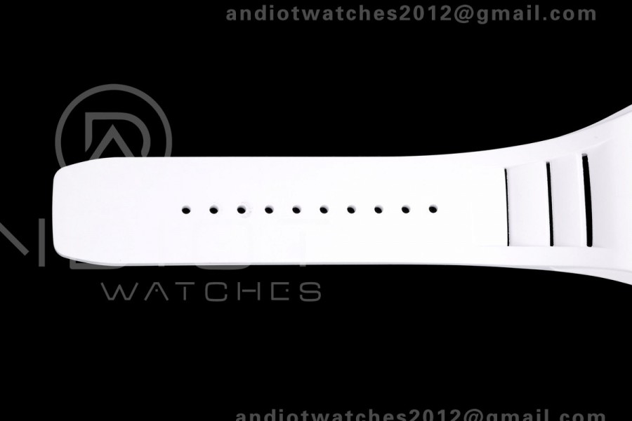 Mille Studio RM055 White Ceramic 1:1 Best Edition Skeleton Dial on White Rubber Strap RMUL2 Super Clone