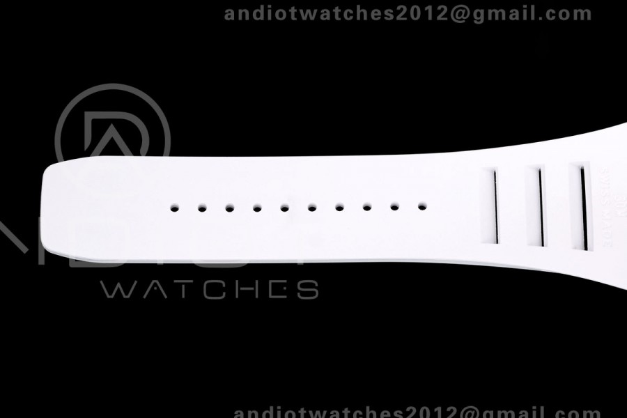 Mille Studio RM055 White Ceramic 1:1 Best Edition Skeleton Dial on White Rubber Strap RMUL2 Super Clone