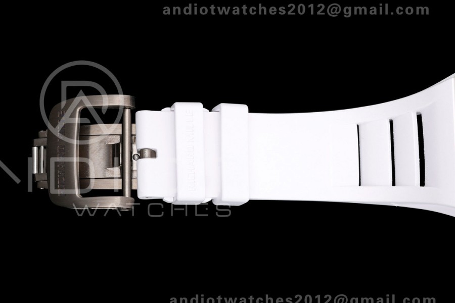 Mille Studio RM055 White Ceramic 1:1 Best Edition Skeleton Dial on White Rubber Strap RMUL2 Super Clone