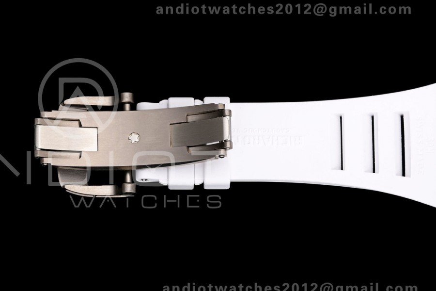 Mille Studio RM055 White Ceramic 1:1 Best Edition Skeleton Dial on White Rubber Strap RMUL2 Super Clone