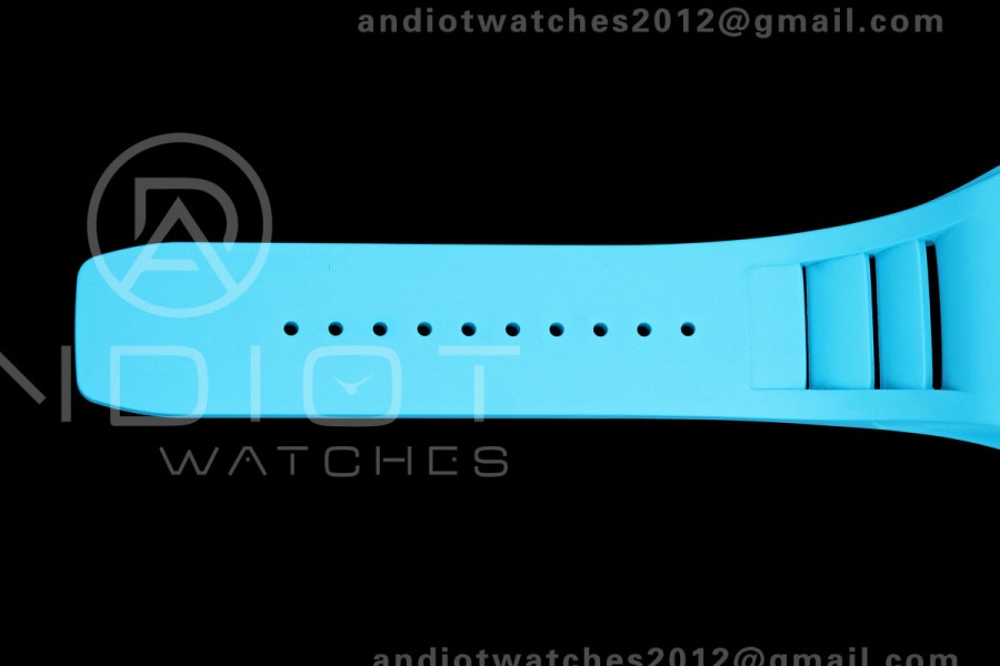 Mille Studio RM055 White Ceramic 1:1 Best Edition Blue Dial on Blue Rubber Strap RMUL2 Super Clone