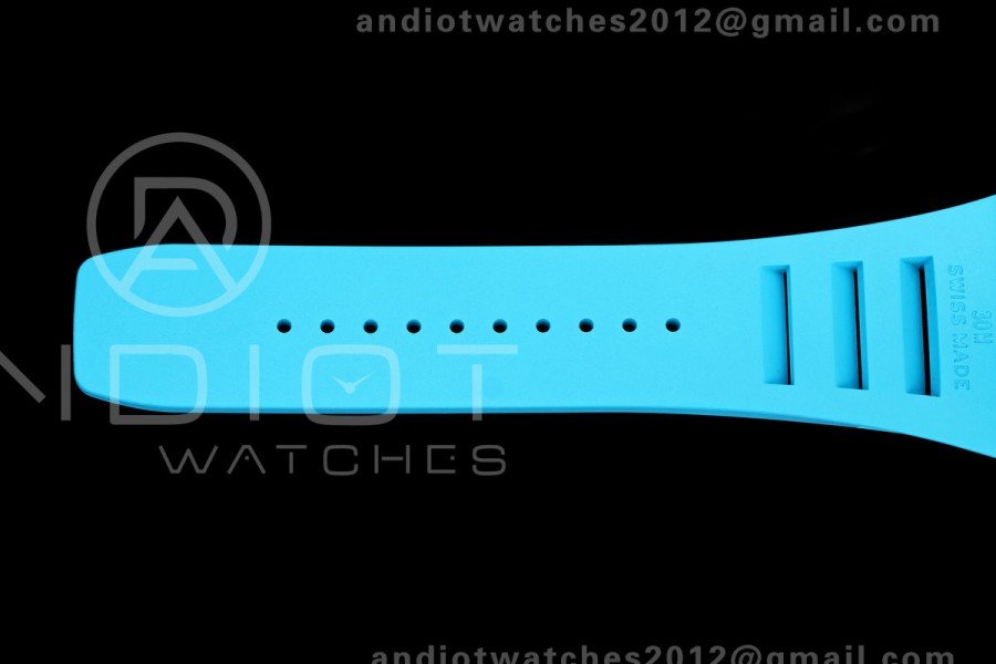 Mille Studio RM055 White Ceramic 1:1 Best Edition Blue Dial on Blue Rubber Strap RMUL2 Super Clone