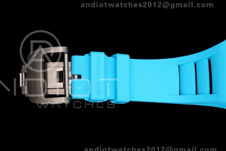 Mille Studio RM055 White Ceramic 1:1 Best Edition Blue Dial on Blue Rubber Strap RMUL2 Super Clone
