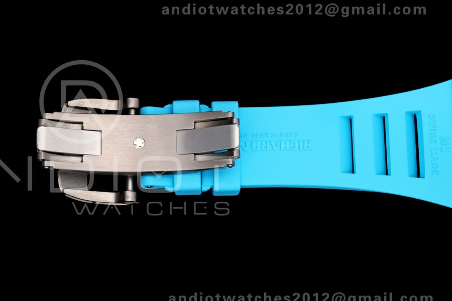 Mille Studio RM055 White Ceramic 1:1 Best Edition Blue Dial on Blue Rubber Strap RMUL2 Super Clone
