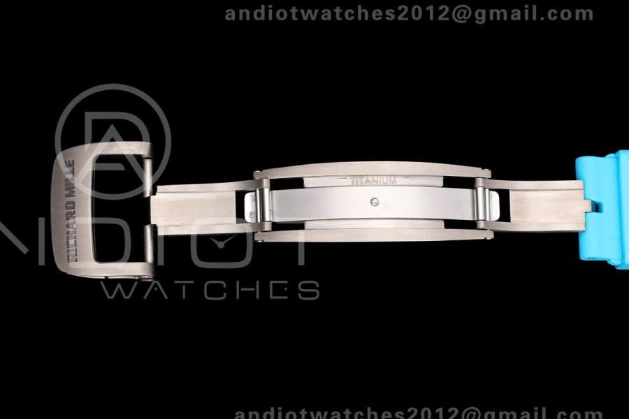Mille Studio RM055 White Ceramic 1:1 Best Edition Blue Dial on Blue Rubber Strap RMUL2 Super Clone