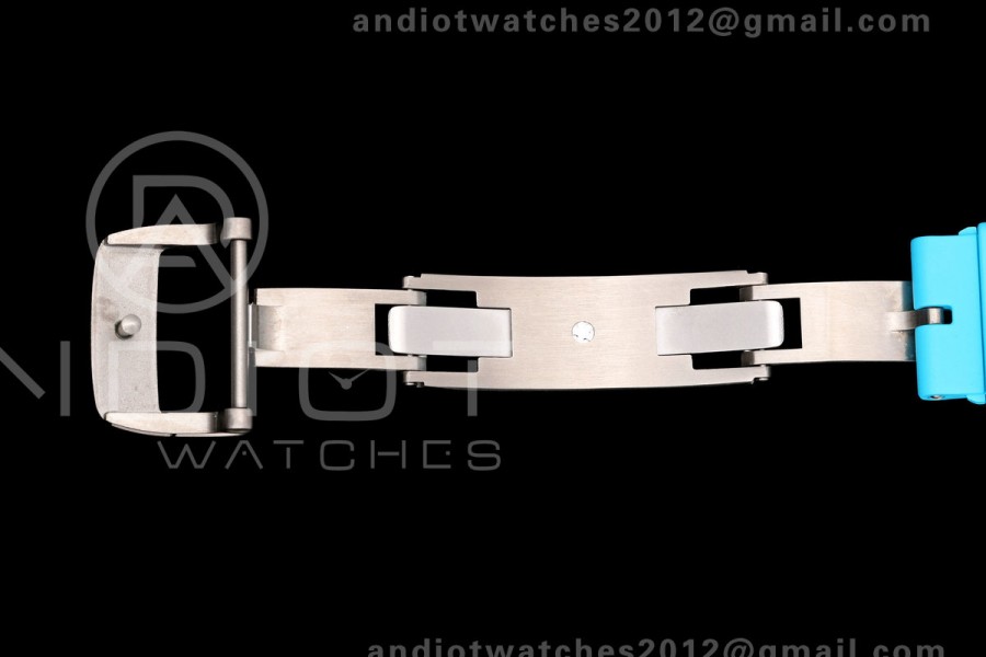 Mille Studio RM055 White Ceramic 1:1 Best Edition Blue Dial on Blue Rubber Strap RMUL2 Super Clone