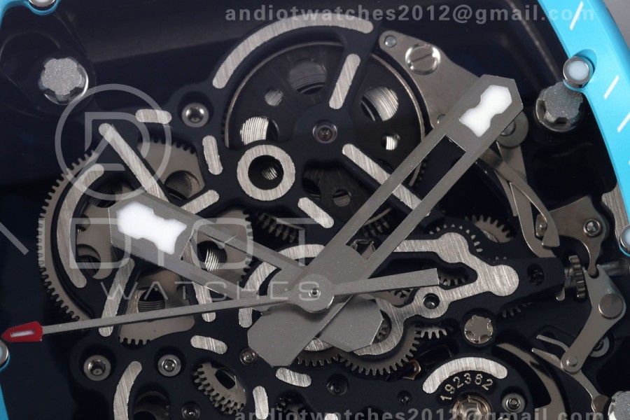 Mille Studio RM055 White Ceramic 1:1 Best Edition Blue Dial on Blue Rubber Strap RMUL2 Super Clone