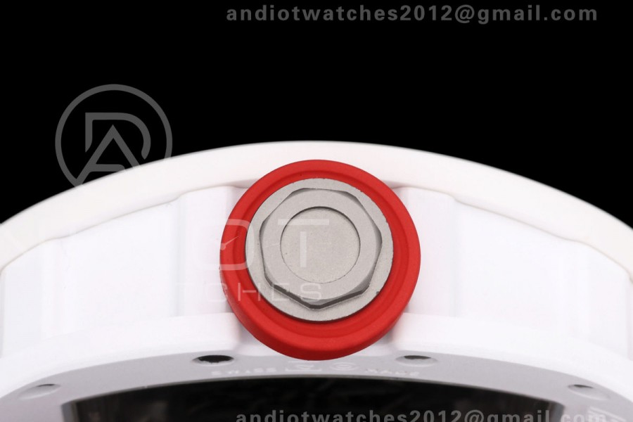 Mille Studio RM055 White Ceramic 1:1 Best Edition Red Dial on Red Rubber Strap RMUL2 Super Clone