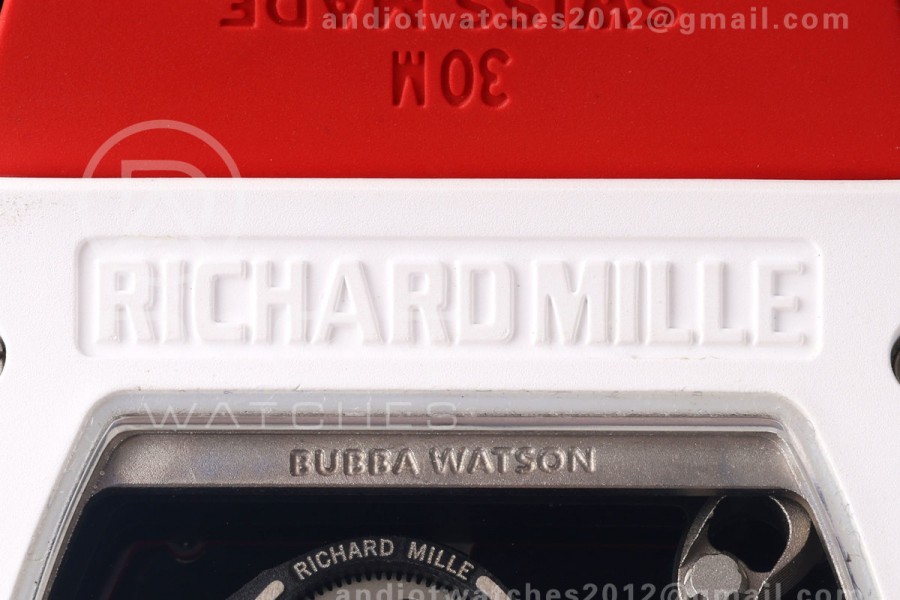 Mille Studio RM055 White Ceramic 1:1 Best Edition Red Dial on Red Rubber Strap RMUL2 Super Clone