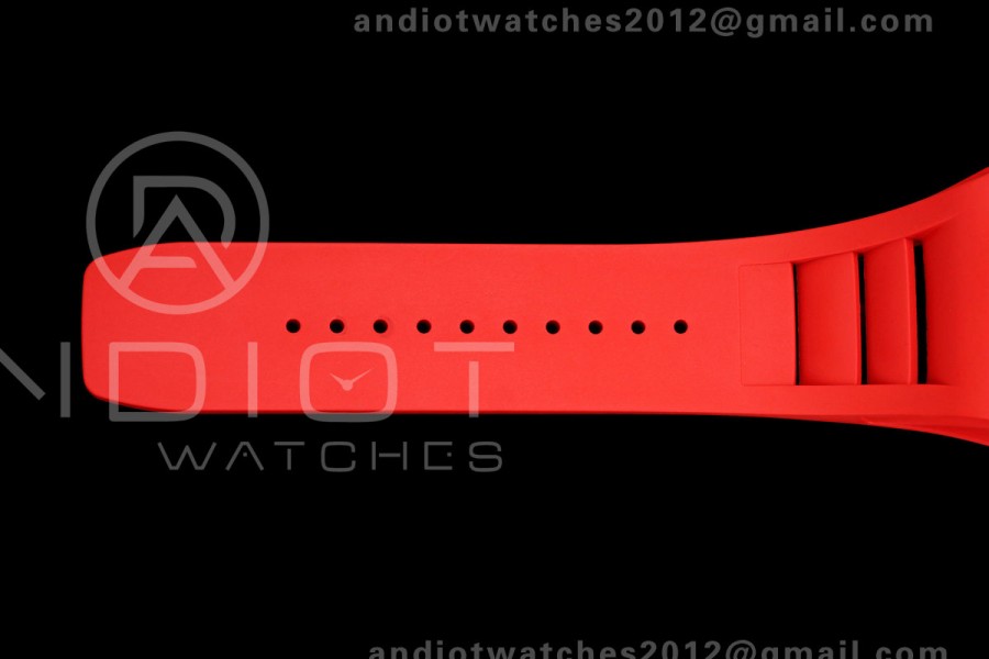 Mille Studio RM055 White Ceramic 1:1 Best Edition Red Dial on Red Rubber Strap RMUL2 Super Clone