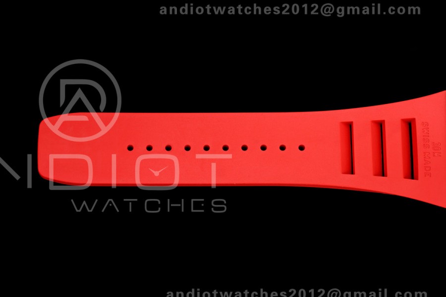 Mille Studio RM055 White Ceramic 1:1 Best Edition Red Dial on Red Rubber Strap RMUL2 Super Clone