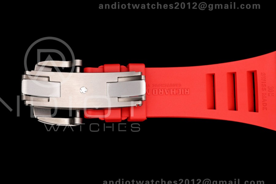 Mille Studio RM055 White Ceramic 1:1 Best Edition Red Dial on Red Rubber Strap RMUL2 Super Clone