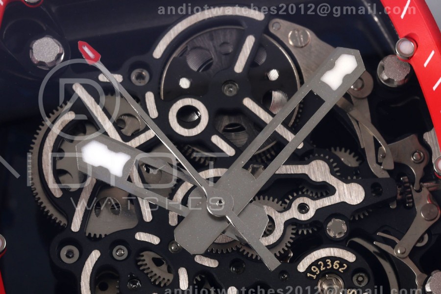 Mille Studio RM055 White Ceramic 1:1 Best Edition Red Dial on Red Rubber Strap RMUL2 Super Clone