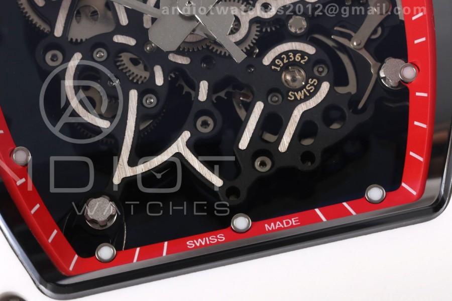 Mille Studio RM055 White Ceramic 1:1 Best Edition Red Dial on Red Rubber Strap RMUL2 Super Clone