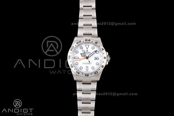Explorer II 42mm 226570 904L SS Clean Plus 1:1 Best Edition White Dial on Bracelet JH3285-2 (Free Sprung)