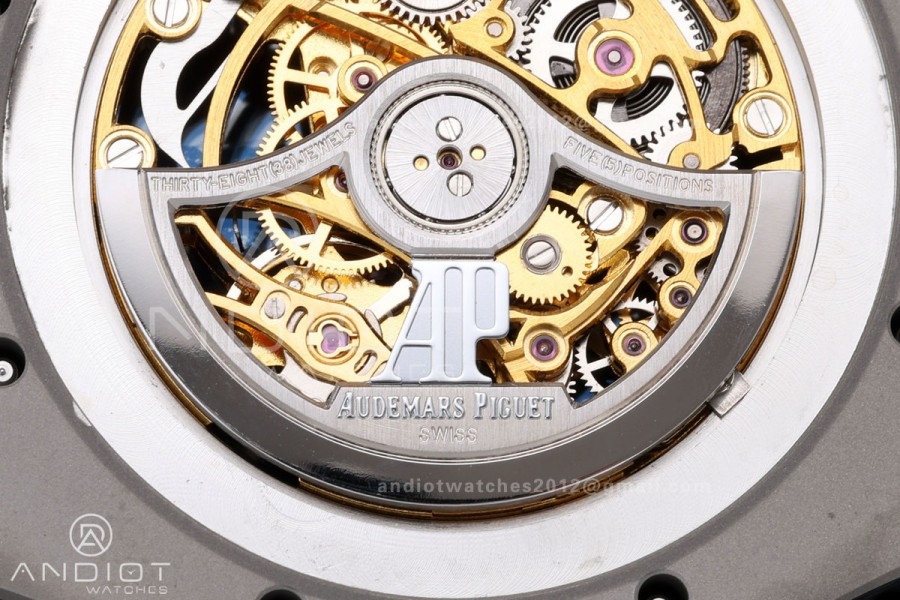 Royal Oak 41mm Openworked 15407 SS DDF 1:1 Best Edition YG Dial on SS Bracelet SA3132 Double Balance Wheels