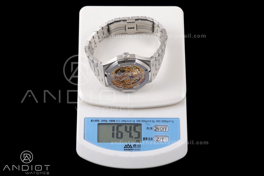 Royal Oak 41mm Openworked 15407 SS DDF 1:1 Best Edition YG Dial on SS Bracelet SA3132 Double Balance Wheels