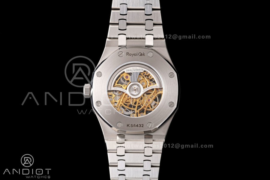 Royal Oak 41mm Openworked 15407 SS DDF 1:1 Best Edition YG Dial on SS Bracelet SA3132 Double Balance Wheels