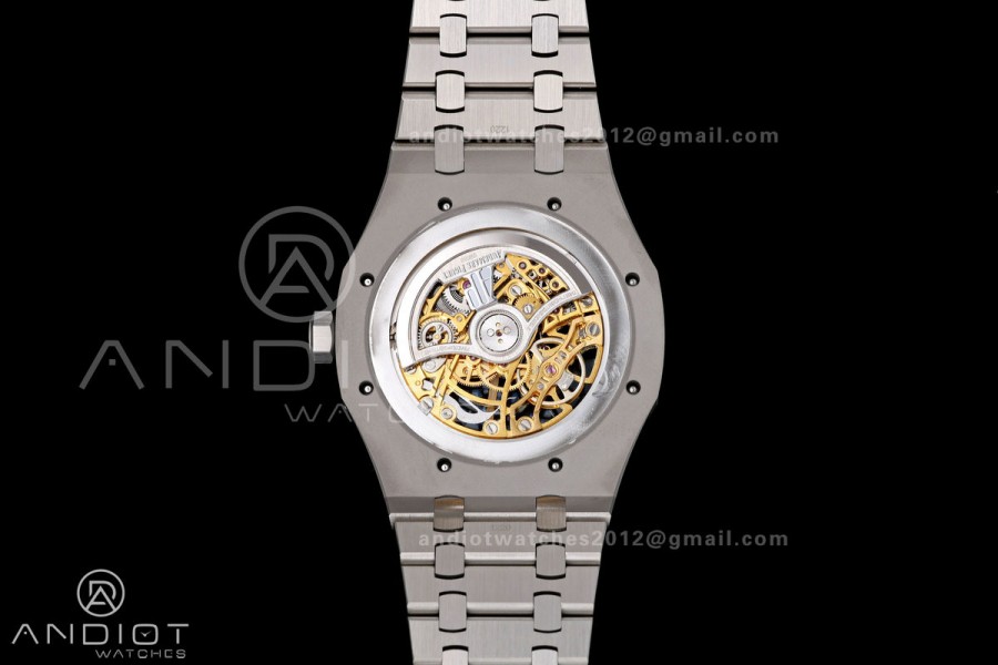 Royal Oak 41mm Openworked 15407 SS DDF 1:1 Best Edition YG Dial on SS Bracelet SA3132 Double Balance Wheels
