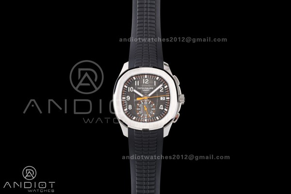 Aquanaut 5968 SS DDF 1:1 Best Edition Gray Dial on Black Rubber Strap A520