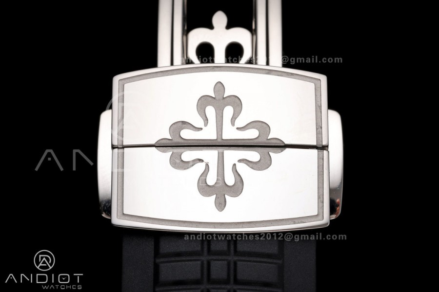 Aquanaut 5968 SS DDF 1:1 Best Edition Gray Dial on Black Rubber Strap A520