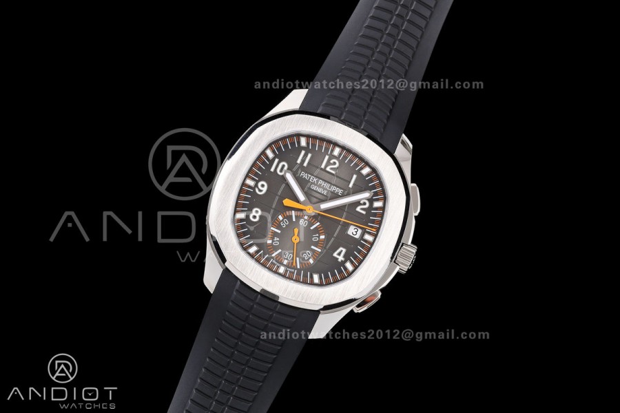 Aquanaut 5968 SS DDF 1:1 Best Edition Gray Dial on Black Rubber Strap A520