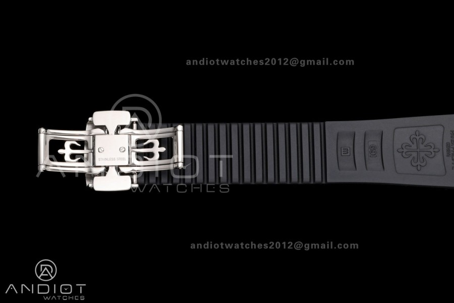 Aquanaut 5968 SS DDF 1:1 Best Edition Gray Dial on Black Rubber Strap A520