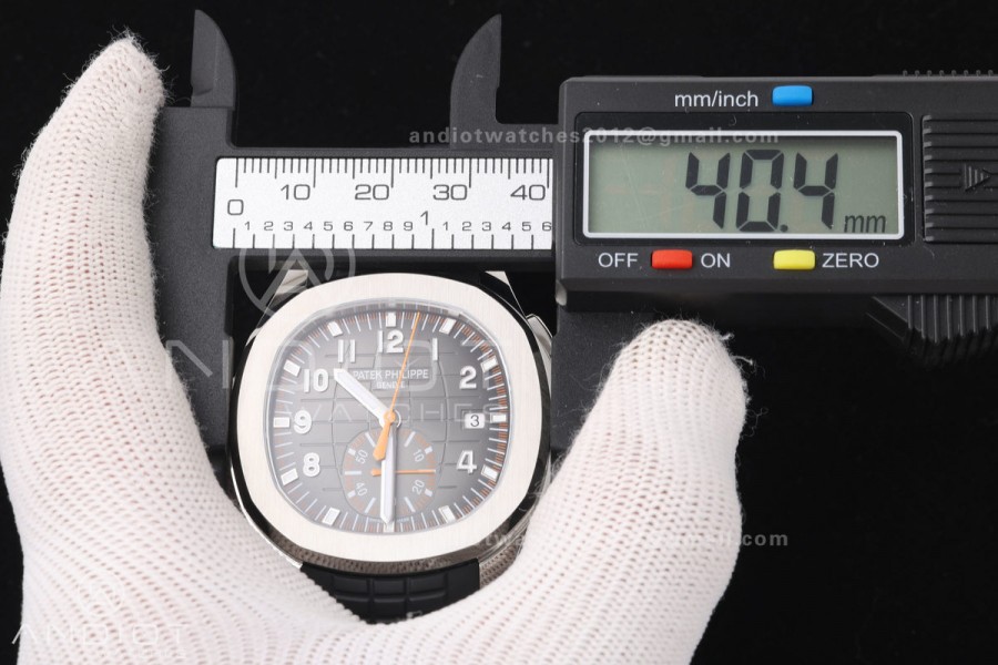 Aquanaut 5968 SS DDF 1:1 Best Edition Gray Dial on Black Rubber Strap A520