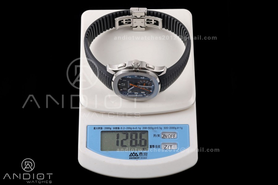 Aquanaut 5968 SS DDF 1:1 Best Edition Gray Dial on Black Rubber Strap A520