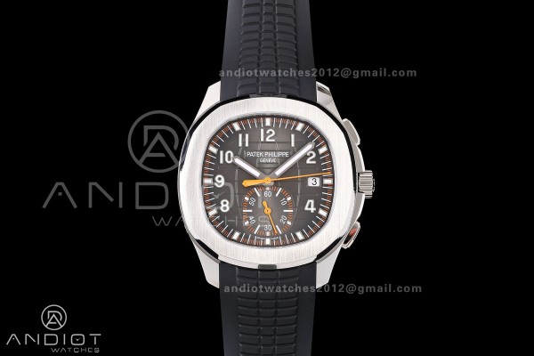 Aquanaut 5968 SS DDF 1:1 Best Edition Gray Dial on Black Rubber Strap A520