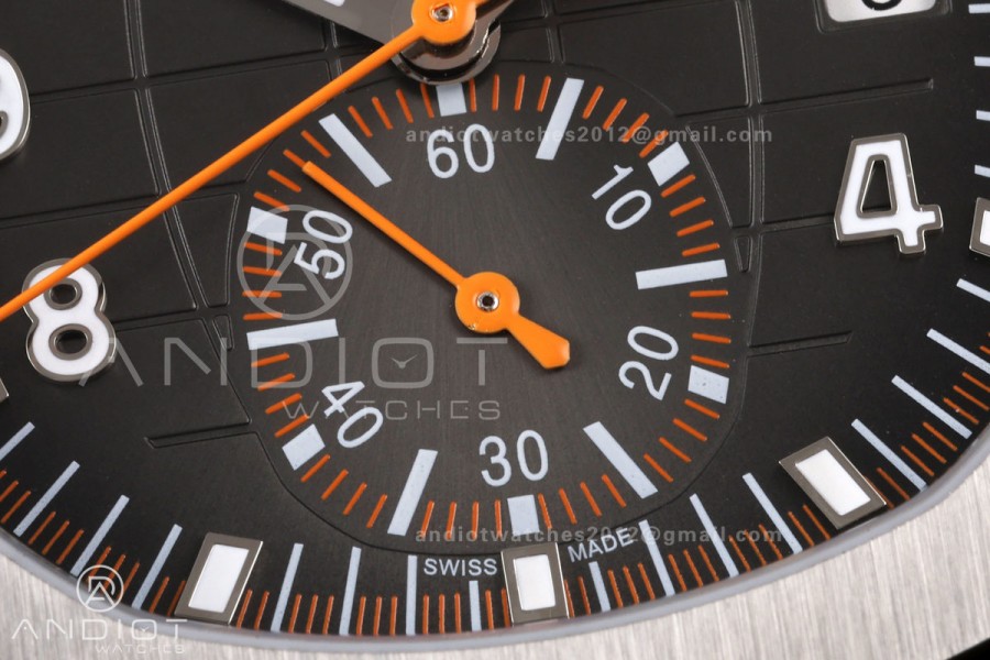 Aquanaut 5968 SS DDF 1:1 Best Edition Gray Dial on Black Rubber Strap A520