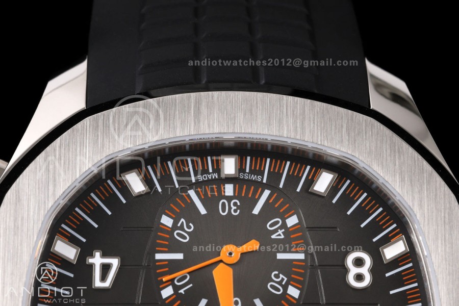 Aquanaut 5968 SS DDF 1:1 Best Edition Gray Dial on Black Rubber Strap A520