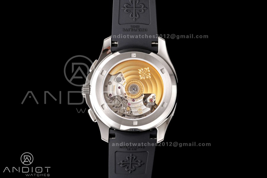 Aquanaut 5968 SS DDF 1:1 Best Edition Gray Dial on Black Rubber Strap A520