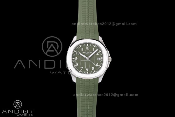 Aquanaut 5168G 42mm SS DDF 1:1 Best Edition Green Dial on Green Rubber Strap DPB330 Super Clone (Weighted)