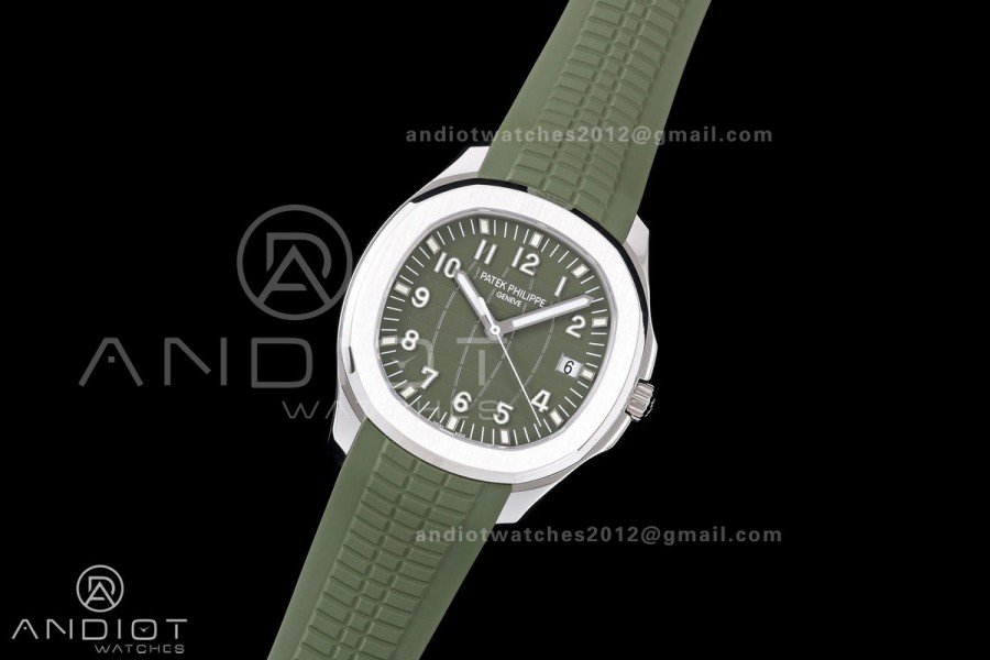 Aquanaut 5168G 42mm SS DDF 1:1 Best Edition Green Dial on Green Rubber Strap DPB330 Super Clone (Weighted)