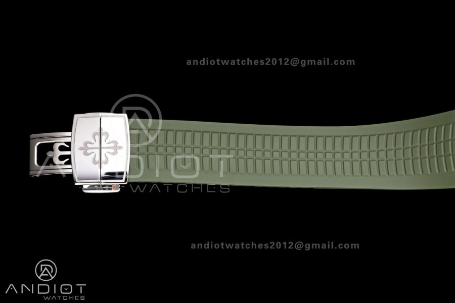 Aquanaut 5168G 42mm SS DDF 1:1 Best Edition Green Dial on Green Rubber Strap DPB330 Super Clone (Weighted)