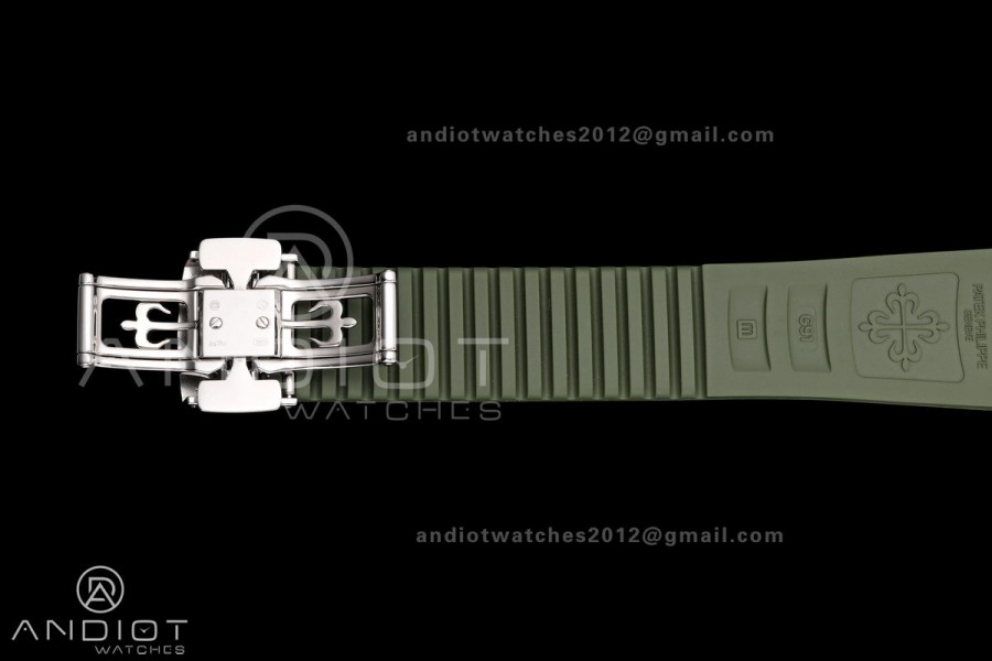 Aquanaut 5168G 42mm SS DDF 1:1 Best Edition Green Dial on Green Rubber Strap DPB330 Super Clone (Weighted)