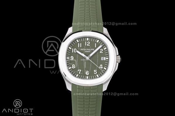 Aquanaut 5168G 42mm SS DDF 1:1 Best Edition Green Dial on Green Rubber Strap DPB330 Super Clone (Weighted)