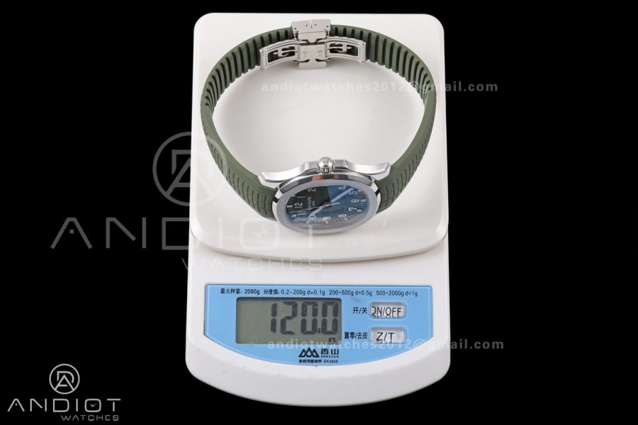 Aquanaut 5168G 42mm SS DDF 1:1 Best Edition Green Dial on Green Rubber Strap DPB330 Super Clone (Weighted)