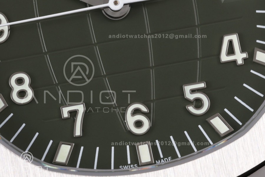 Aquanaut 5168G 42mm SS DDF 1:1 Best Edition Green Dial on Green Rubber Strap DPB330 Super Clone (Weighted)