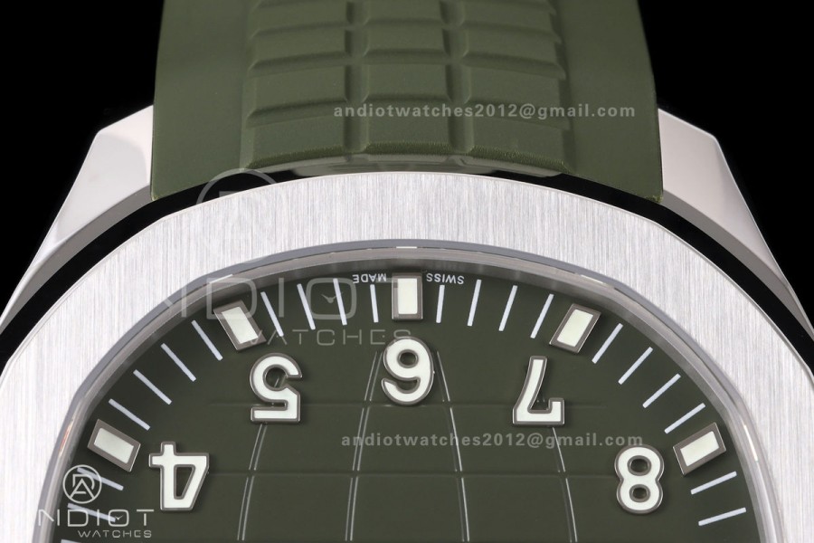Aquanaut 5168G 42mm SS DDF 1:1 Best Edition Green Dial on Green Rubber Strap DPB330 Super Clone (Weighted)