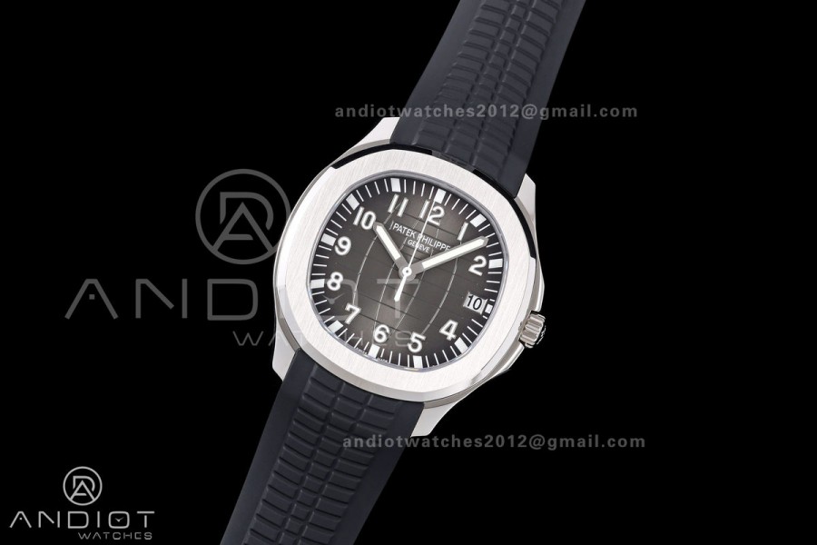 Aquanaut 5167 SS DDF 1:1 Best Edition Gray Dial on Black Rubber Strap DBP330 Super Clone