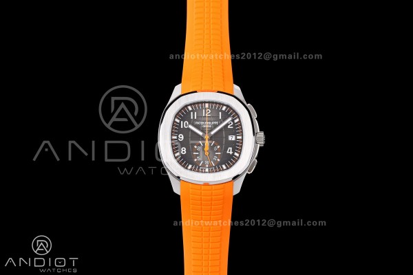 Aquanaut 5968 SS DDF 1:1 Best Edition Gray Dial on Orange Rubber Strap A520