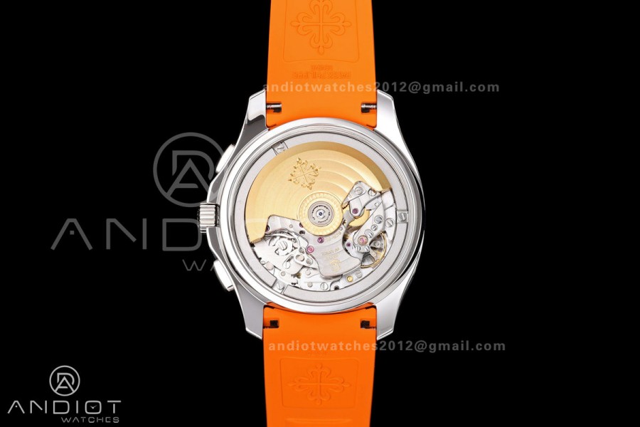 Aquanaut 5968 SS DDF 1:1 Best Edition Gray Dial on Orange Rubber Strap A520