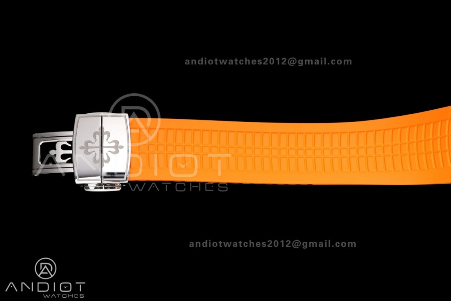 Aquanaut 5968 SS DDF 1:1 Best Edition Gray Dial on Orange Rubber Strap A520