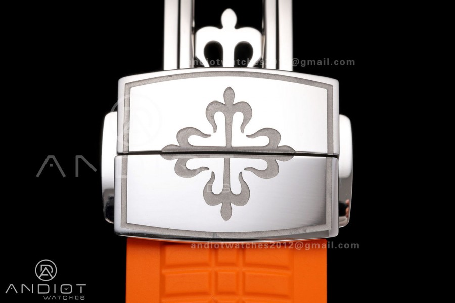 Aquanaut 5968 SS DDF 1:1 Best Edition Gray Dial on Orange Rubber Strap A520